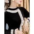 Ruffled Split-Joint Velvet Long Sleeves Skinny Mock Neck T-Shirts Tops