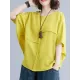 Solid Color Split-Joint Batwing Sleeves Loose Round-neck T-Shirts Tops