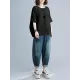 Solid Color Split-Joint Batwing Sleeves Loose Round-neck T-Shirts Tops