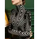 Striped Long Sleeves Skinny High-Neck T-Shirts Tops