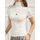 Casual Skinny Short Sleeves Solid Color High-Neck T-Shirts Tops