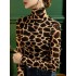 Leopard Long Sleeves Skinny High-neck T-Shirts Tops