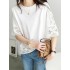 Hollow Solid Color Split-Joint Half Sleeves Loose Round-Neck T-Shirts