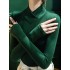 Solid Color Long Sleeves Skinny V-neck T-Shirts Tops