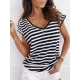 Casual Loose Striped V-Neck T-Shirts Tops