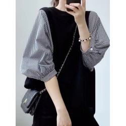 Split-Joint Half Sleeves Loose Round-Neck T-Shirts