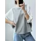 Split-Joint Half Sleeves Loose Round-Neck T-Shirts