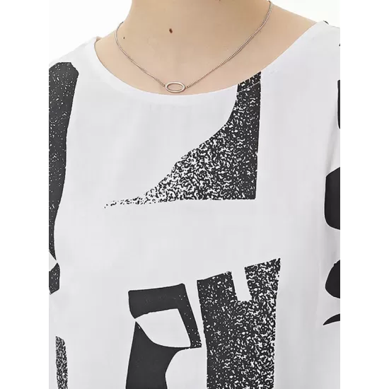 Printed Loose Short Sleeves Round-neck T-Shirts Tops