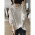 Solid Color Long Sleeves Loose Round-neck T-Shirts Tops