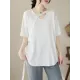 Solid Color Loose Short Sleeves V-neck T-shirts