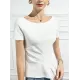 Pleated Solid Color Irregular clipping Short Sleeves Round-neck T-Shirts Tops