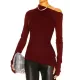 Stylish Solid Color One-Shoulder Long Sleeves T-Shirt Top