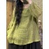 Pleated Solid Color Long Sleeves Loose Round-Neck T-Shirts