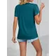 Applique Loose Short Sleeves V-Neck T-Shirts Tops