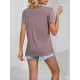 Applique Loose Short Sleeves V-Neck T-Shirts Tops