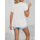 Applique Loose Short Sleeves V-Neck T-Shirts Tops