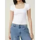 Solid Color Short Sleeves Skinny Square-neck T-Shirts Tops