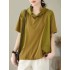 Drawstring Solid Color Split-Joint Hooded Loose Hooded T-Shirts Tops