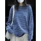 Striped Long Sleeves Round-neck T-Shirts Tops