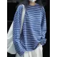 Striped Long Sleeves Round-neck T-Shirts Tops