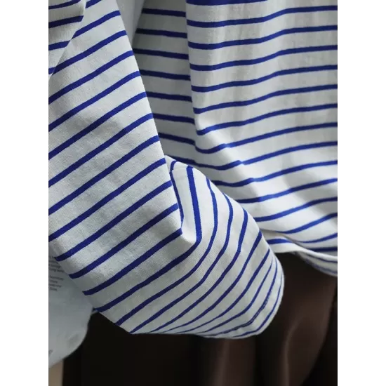 Striped Long Sleeves Round-neck T-Shirts Tops