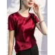 Solid Color Short Sleeves Round-neck T-Shirts Tops