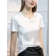 Solid Color Short Sleeves Round-neck T-Shirts Tops