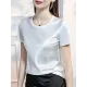 Solid Color Short Sleeves Round-neck T-Shirts Tops