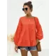 Casual Long Sleeves Puff Sleeves Solid Color Round-Neck T-Shirts Tops