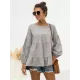 Casual Long Sleeves Puff Sleeves Solid Color Round-Neck T-Shirts Tops