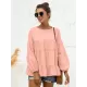 Casual Long Sleeves Puff Sleeves Solid Color Round-Neck T-Shirts Tops