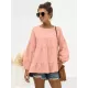 Casual Long Sleeves Puff Sleeves Solid Color Round-Neck T-Shirts Tops