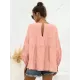 Casual Long Sleeves Puff Sleeves Solid Color Round-Neck T-Shirts Tops