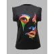 Original Casual High-Neck Cap Sleeves Face Printed T-Shirt Top