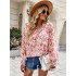 Casual Loose Floral Printed V-Neck T-Shirt