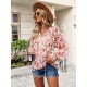 Casual Loose Floral Printed V-Neck T-Shirt