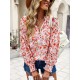 Casual Loose Floral Printed V-Neck T-Shirt