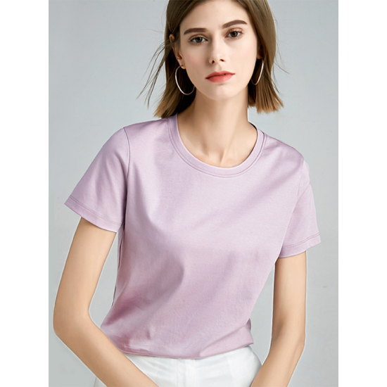 Simple Loose Short Sleeves Solid Color Round-Neck T-Shirts Tops