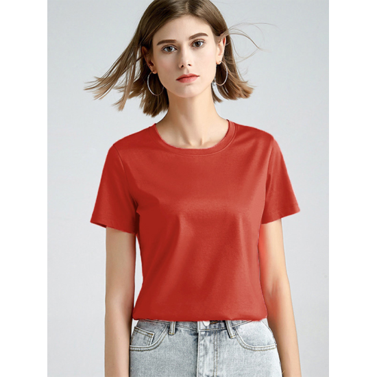 Simple Loose Short Sleeves Solid Color Round-Neck T-Shirts Tops