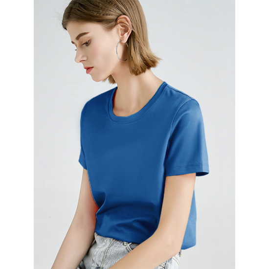 Simple Loose Short Sleeves Solid Color Round-Neck T-Shirts Tops