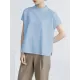 Casual Short Sleeves Loose Solid Color Stand Collar T-Shirts Tops