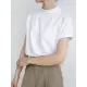 Casual Short Sleeves Loose Solid Color Stand Collar T-Shirts Tops