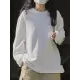 Casual Long Sleeves Loose Solid Color Round-Neck T-Shirts Tops