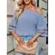 Casual Loose Half Sleeves Solid Color One-Shoulder T-Shirts Tops