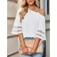 Casual Loose Half Sleeves Solid Color One-Shoulder T-Shirts Tops