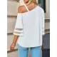 Casual Loose Half Sleeves Solid Color One-Shoulder T-Shirts Tops