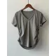 Solid Color Irregular clipping Short Sleeves V-neck T-Shirts Tops