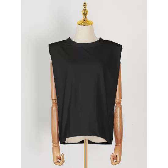 Solid Color Cap Sleeve Loose Round-Neck T-Shirts