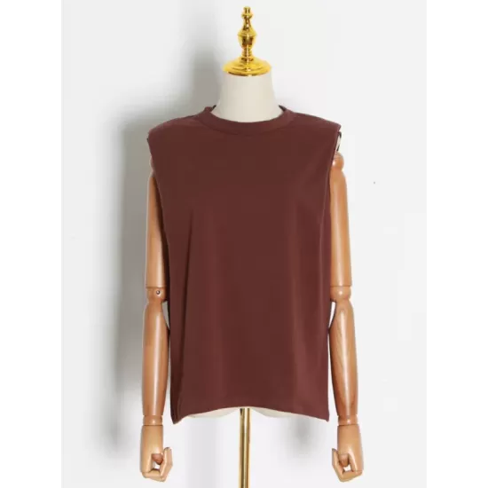 Solid Color Cap Sleeve Loose Round-Neck T-Shirts