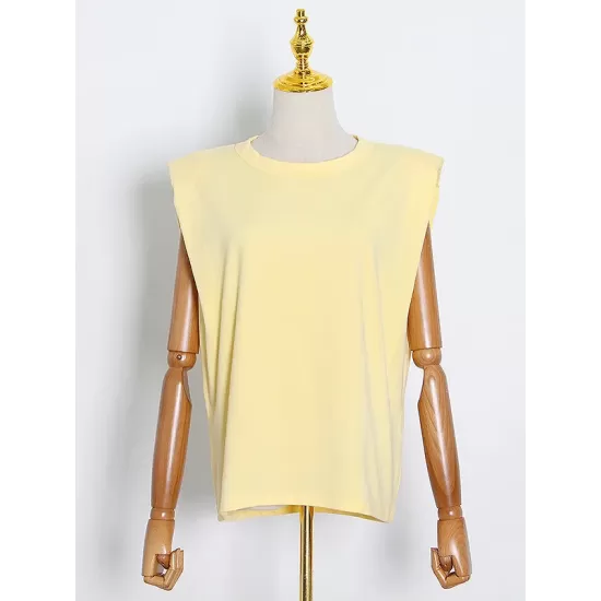 Solid Color Cap Sleeve Loose Round-Neck T-Shirts